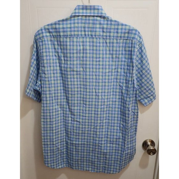 TAILORBYRD Collection Short Sleeve Blue Green Plaid Button Down Shirt Size Large - Picture 7 of 10